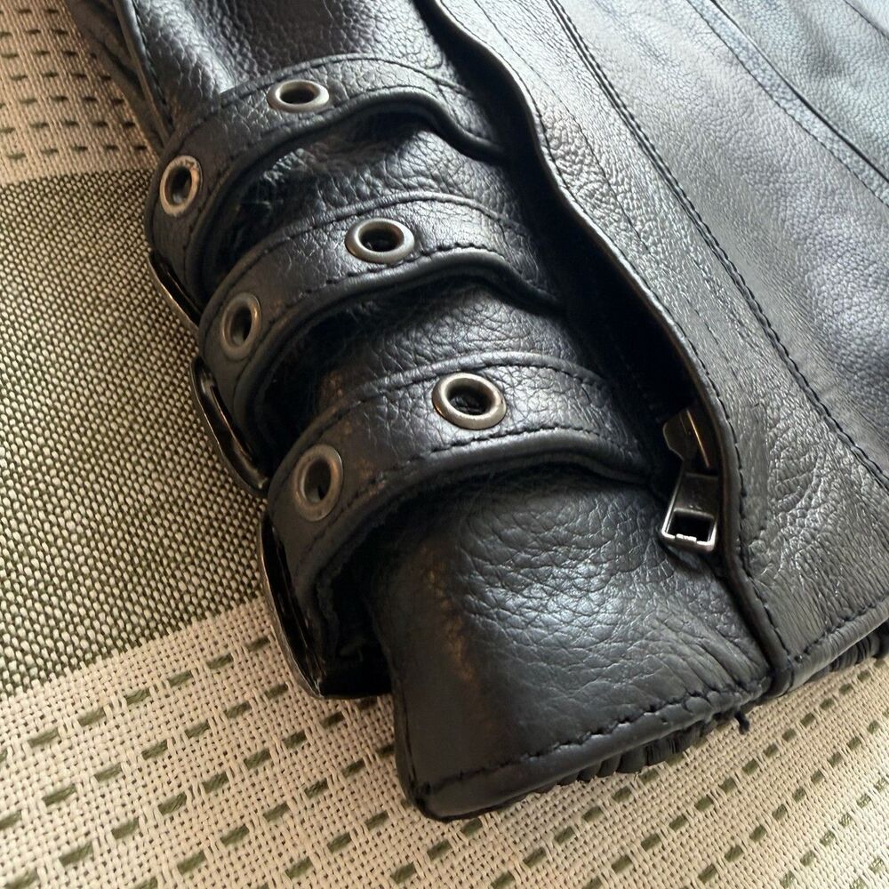 Street & Steel Black Leather Biker Vest Zip Up Women’s L - Picture 3 of 10